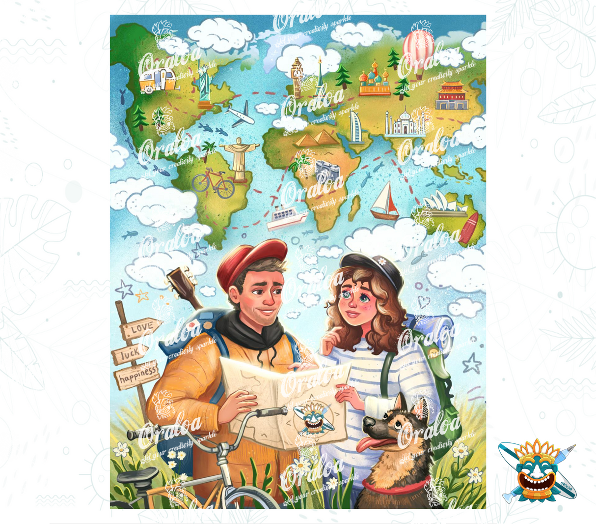 Viajes alrededor del mundo Oraloa - Diamond Painting bordado de diamantes relajante