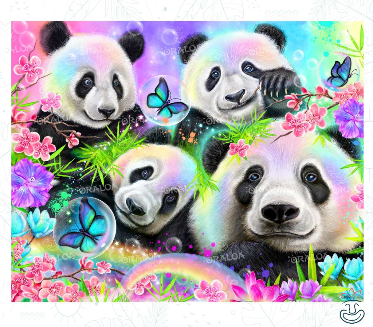 Neon-Regenbogen-Pandas