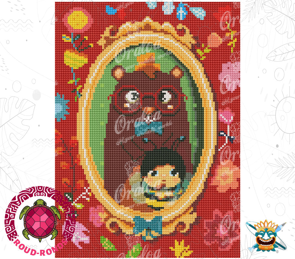 Ergebnis Diamond Painting Die Biene und der Bär - Oraloa Kunsttherapie