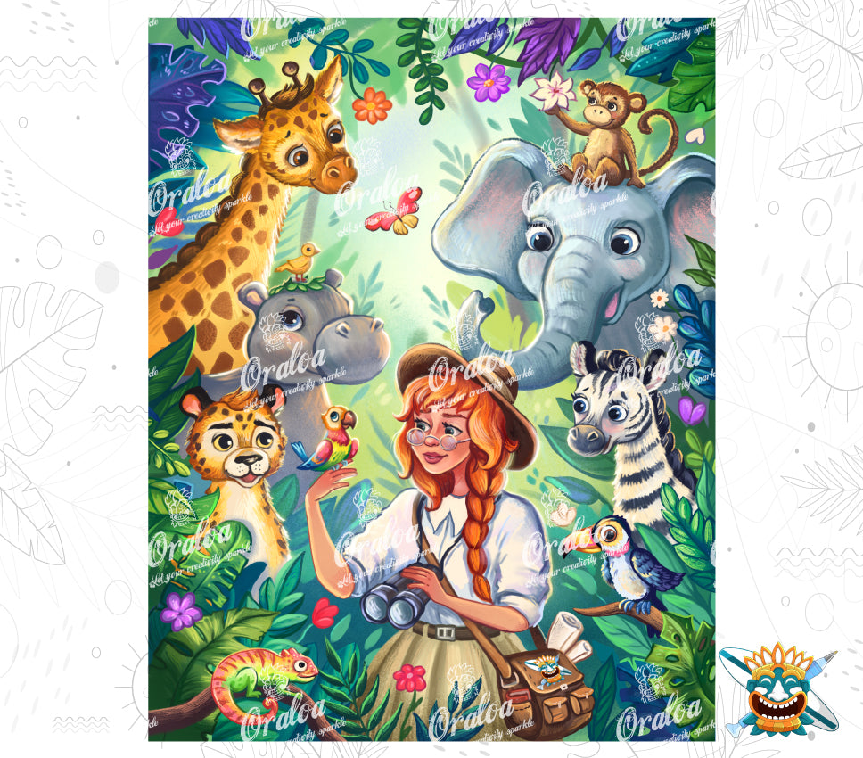 Diamond Painting Oraloa Safari Girl - Kreatives Diamantstickerei-Set
