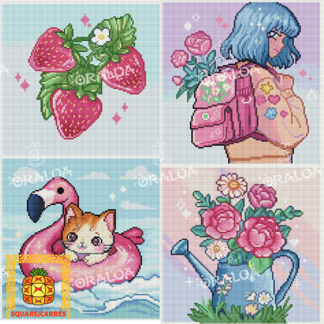 Vorschau Set Oraloa Diamond Painting Set aus 4 Leinwänden Summer Style C