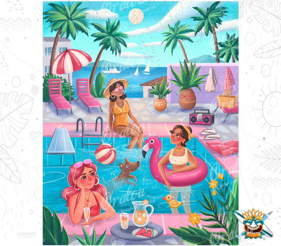 Oraloa Diamond Painting Summer Mood - Diamantstickerei-Kit Kunsttherapie