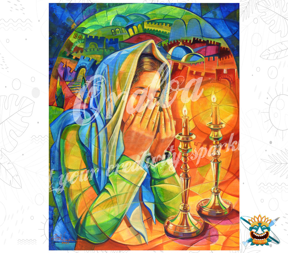 Oraloa Woman Lighting Shabbat Candles - Diamond Painting vollständiges Kunsttherapie-Set