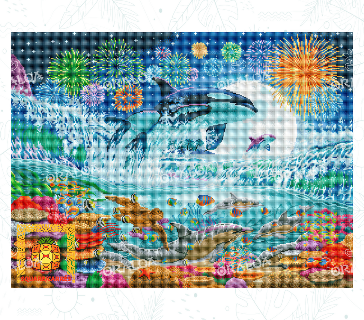 Detail Diamond Painting Orca Moonlight Oraloa - Diamantstickerei