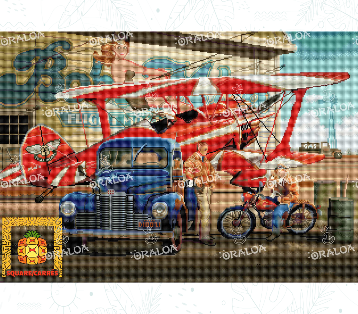 Vorschau Kit Oraloa Diamond Painting Flugzeug und Lastwagen
