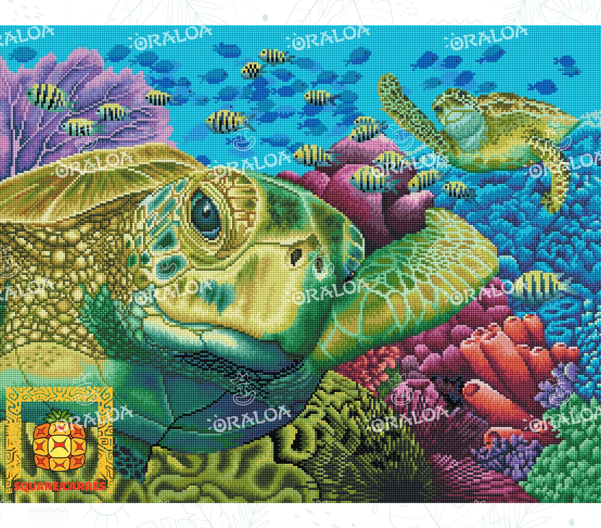 Detail Diamond Painting Sea Turtle Greetings Oraloa - Diamantstickerei