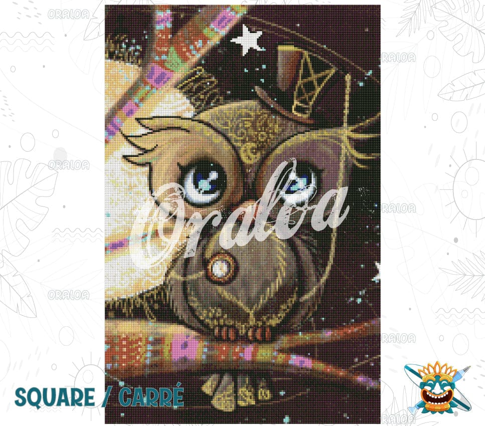 Result Diamond Painting Owl - Oraloa art therapy