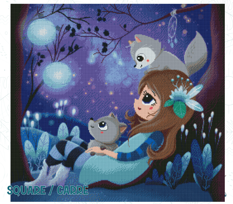 Detail Diamond Painting Nacht der Wölfe Oraloa - Diamantstickerei