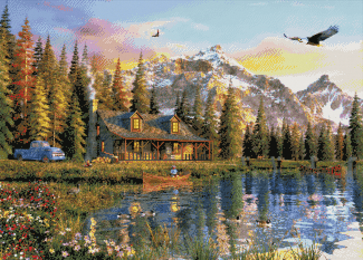 Zoom Diamond Painting Oraloa Old Log Cabin - Kreativset