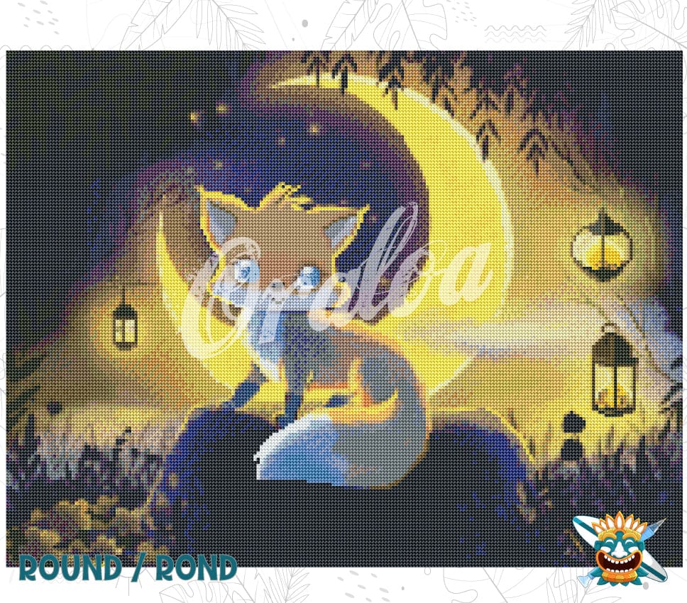 Detail Diamond Painting Fuchs Mond Oraloa - Diamantstickerei