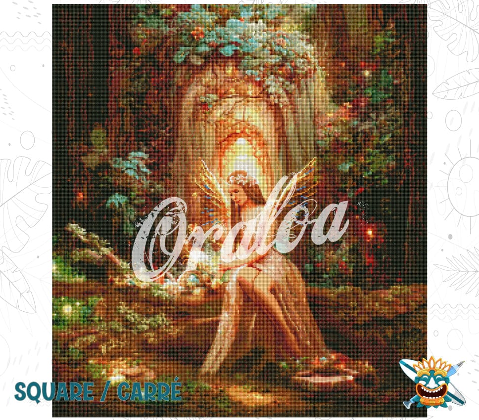 Ejemplo de bordado de diamantes El Hada de las Flores - Oraloa Diamond Painting