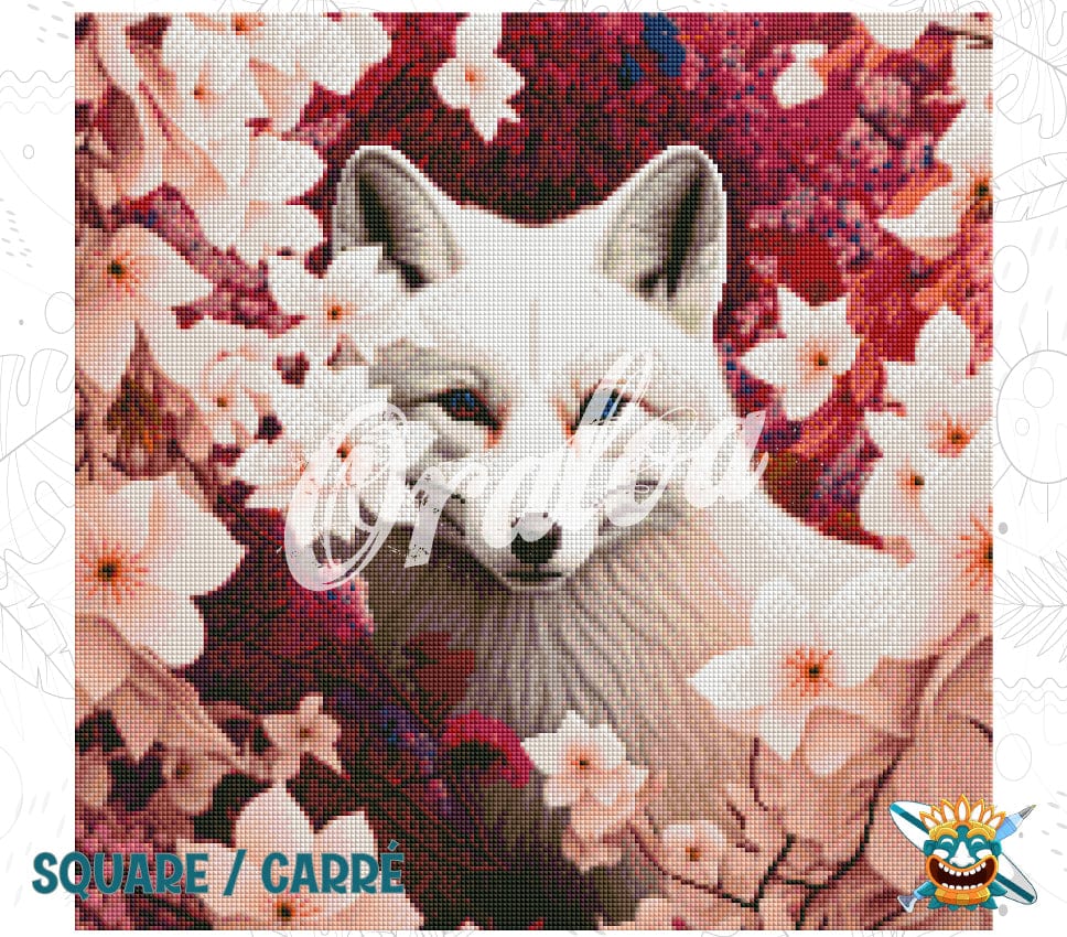 Detail Diamond Painting White Fox Oraloa - Diamantstickerei