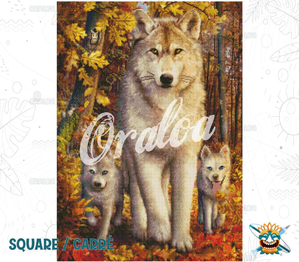 Endergebnis Oraloa Diamond Painting Wolf and Cubs