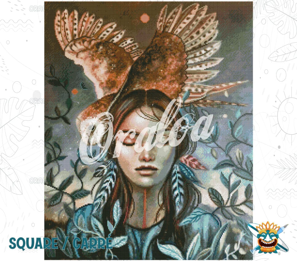 Beispiel Diamantstickerei The Woman and Owl - Oraloa Diamond Painting