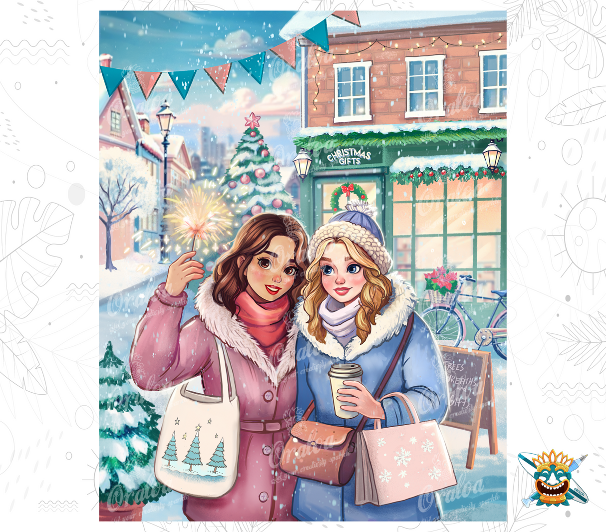 Kit Diamond Painting Oraloa Winter Girls - Entspannende Diamantstickerei