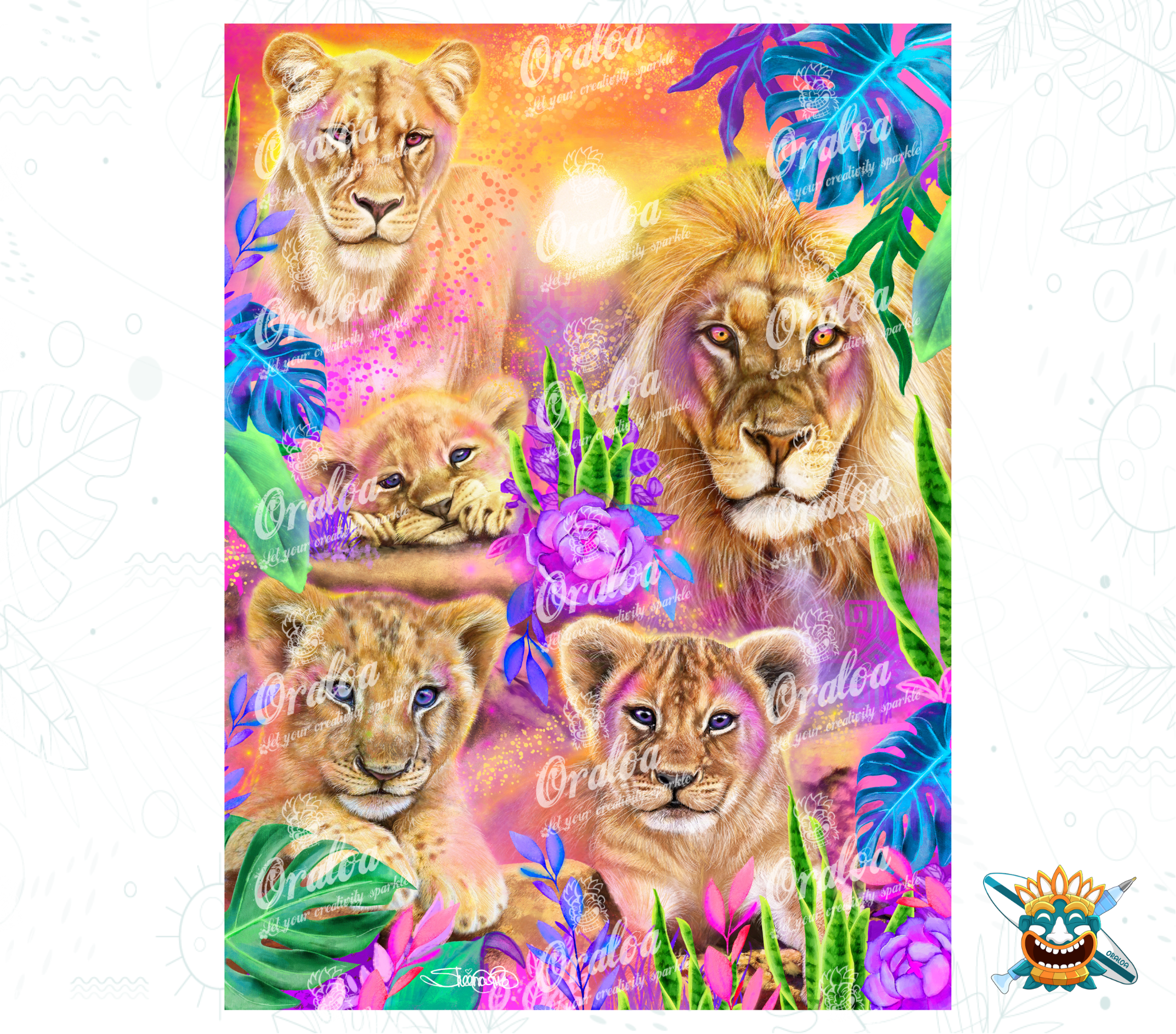 Diamond Painting Daydream Lions - Oraloa Kreativset Diamantstickerei
