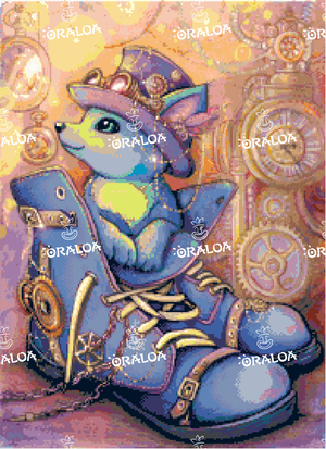 Detail Diamond Painting Steampunk-Katze - Gestickter Kreuzstich Oraloa - Diamantstickerei