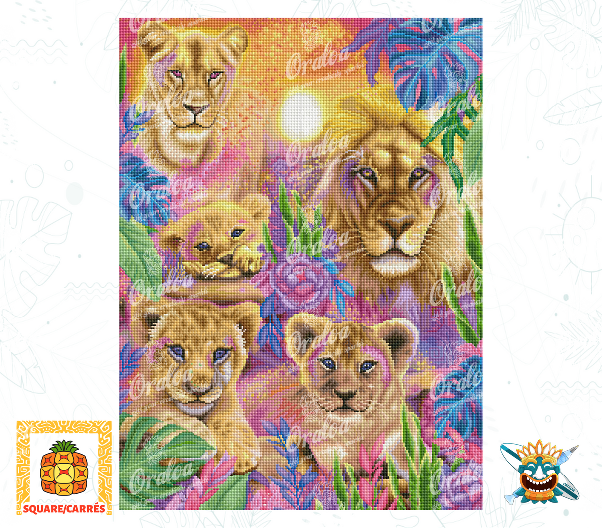 Ergebnis Diamond Painting Daydream Lions - Oraloa Kunsttherapie
