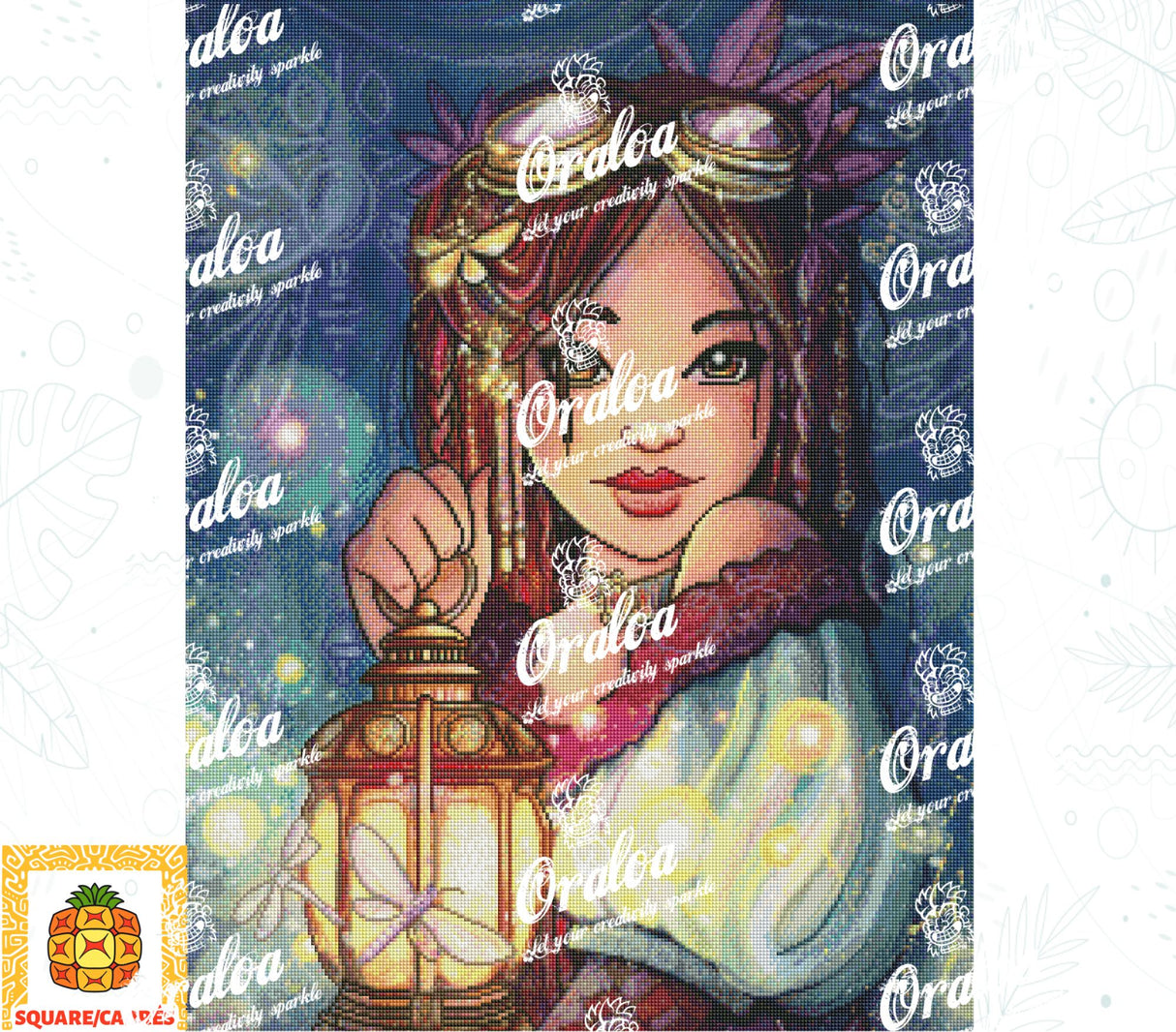 Ejemplo de bordado de diamantes A la luz de las Luciérnagas - Oraloa Diamond Painting