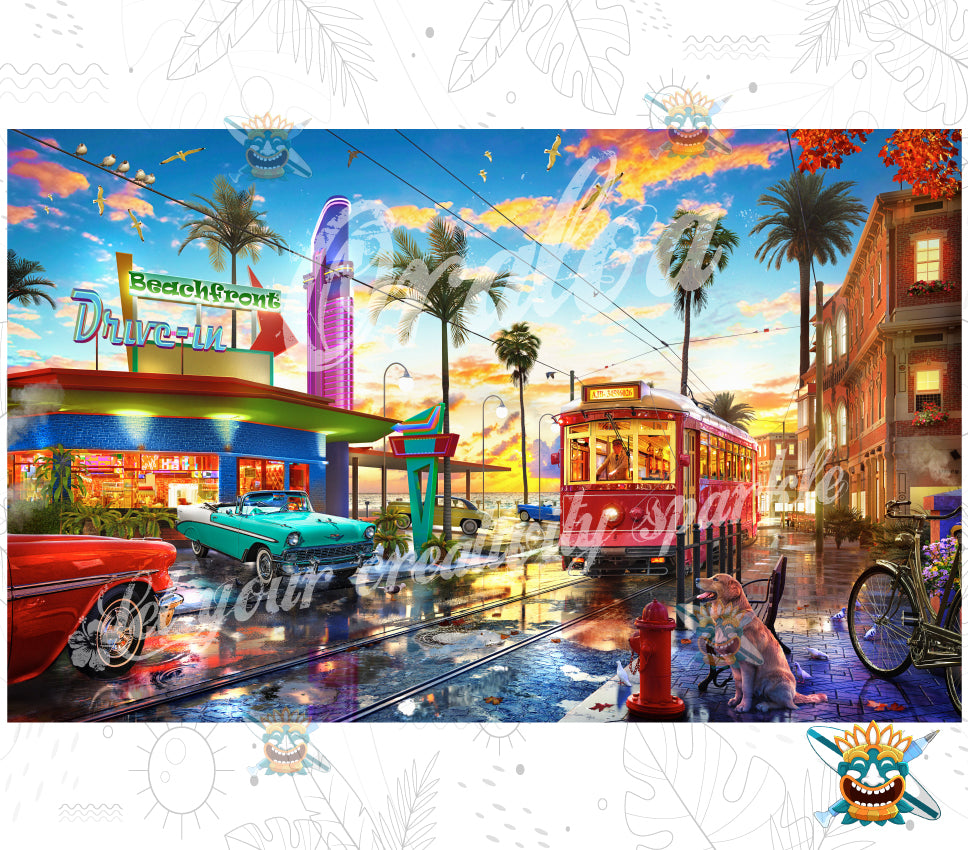 Oraloa Beachfront Drive In - Diamond Painting vollständiges Kunsttherapie-Set
