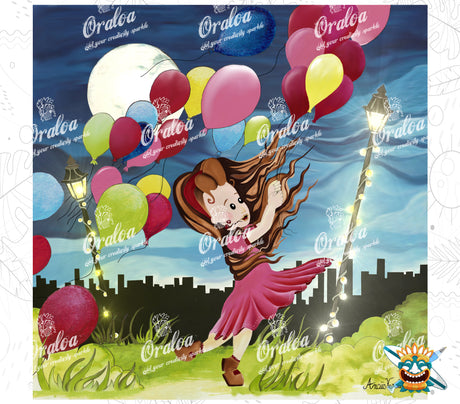 Chica con Globos Oraloa - Diamond Painting bordado de diamantes relajante