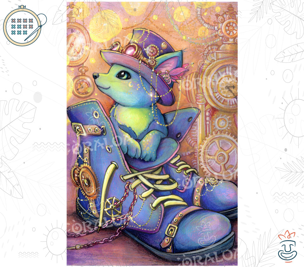 Diamond Painting Steampunk-Katze - Gesticktes Kreuzstichmuster - Oraloa Kreativset Diamantstickerei