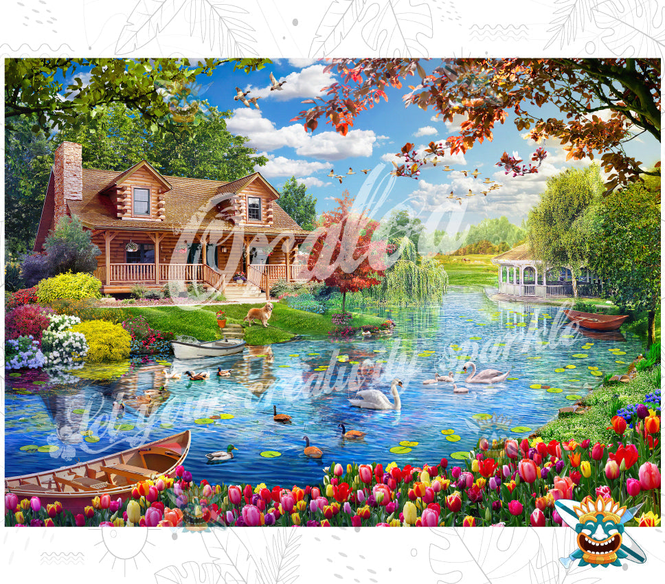 Oraloa Cottage America - Diamond Painting vollständiges Art-Therapie-Set