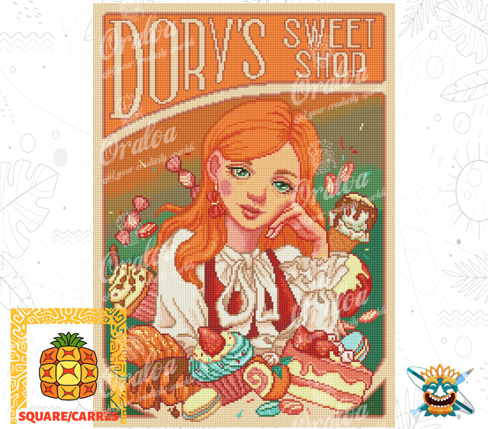 Result Diamond Painting Dory's Sweet Shop - Oraloa art therapy