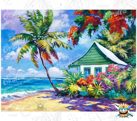 Green Cottage on the Beach - Oraloa Diamond Painting Kunsttherapie-Set