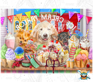 Kit Diamond Painting Oraloa Ice Cream Parlor Pups - Relajante bordado de diamantes