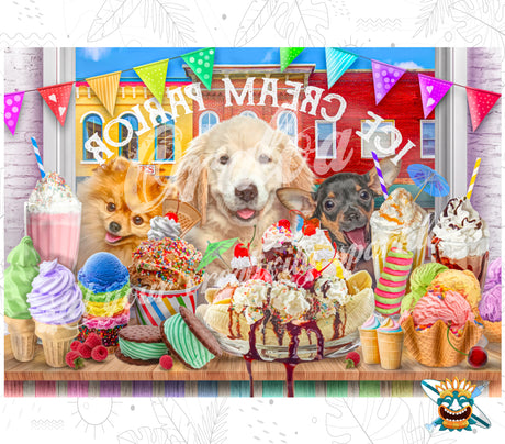 Kit Diamond Painting Oraloa Ice Cream Parlor Pups - Entspannende Diamantstickerei
