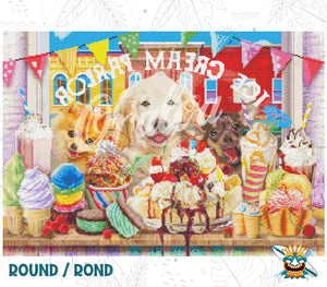 Ejemplo de bordado de diamantes Ice Cream Parlor Pups - Oraloa Diamond Painting