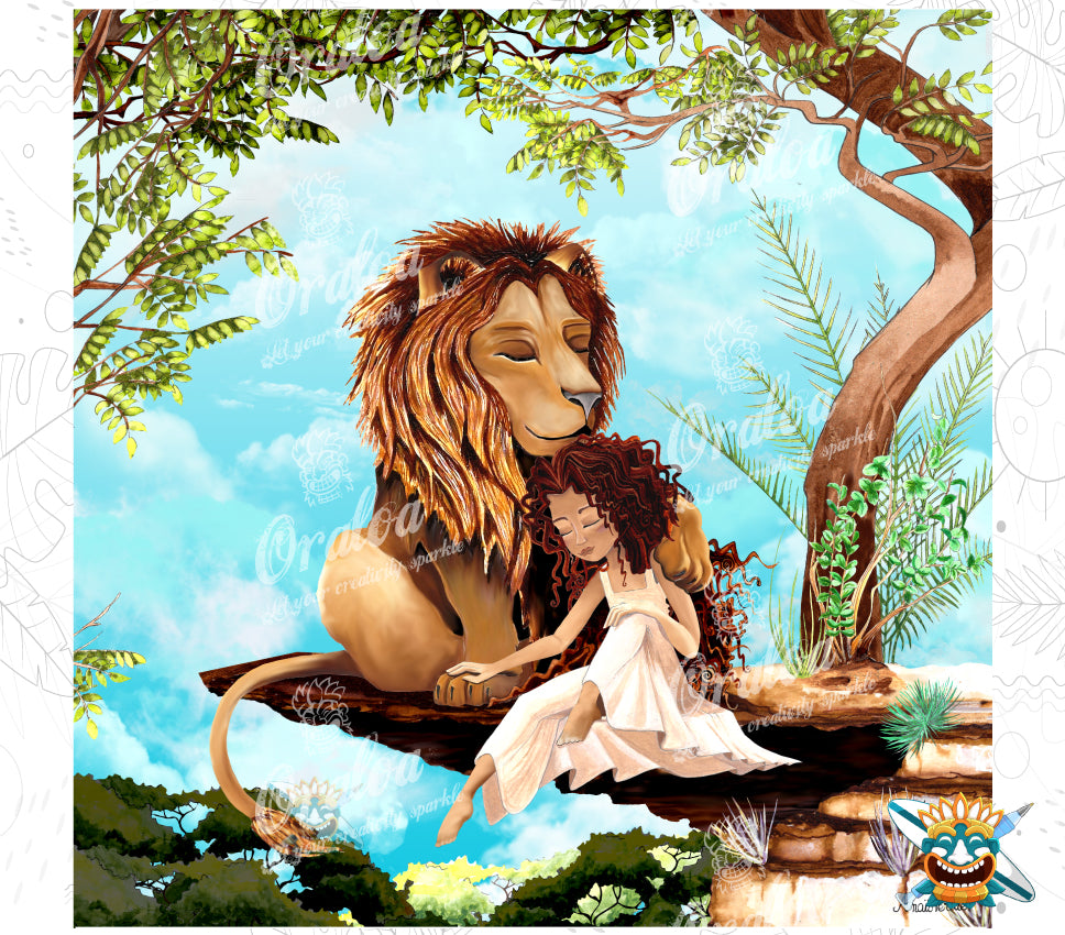 Kit Diamond Painting Oraloa Das Mädchen und der Löwe - Entspannende Diamantstickerei