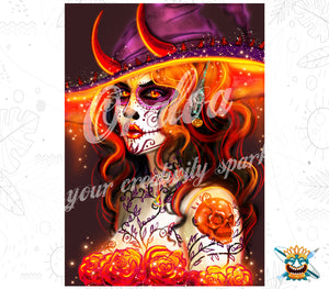 Kit Diamond Painting Oraloa La Catrina Witch - Entspannende Diamantstickerei
