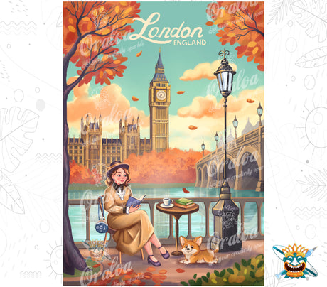 Oraloa London - Diamond Painting vollständiges Kunsttherapie-Set