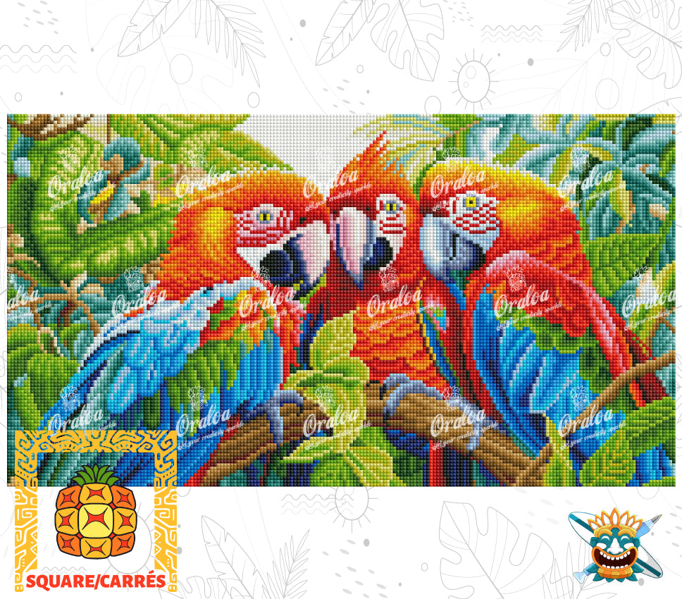 Detail Diamond Painting Macaw Family Oraloa - Diamantstickerei