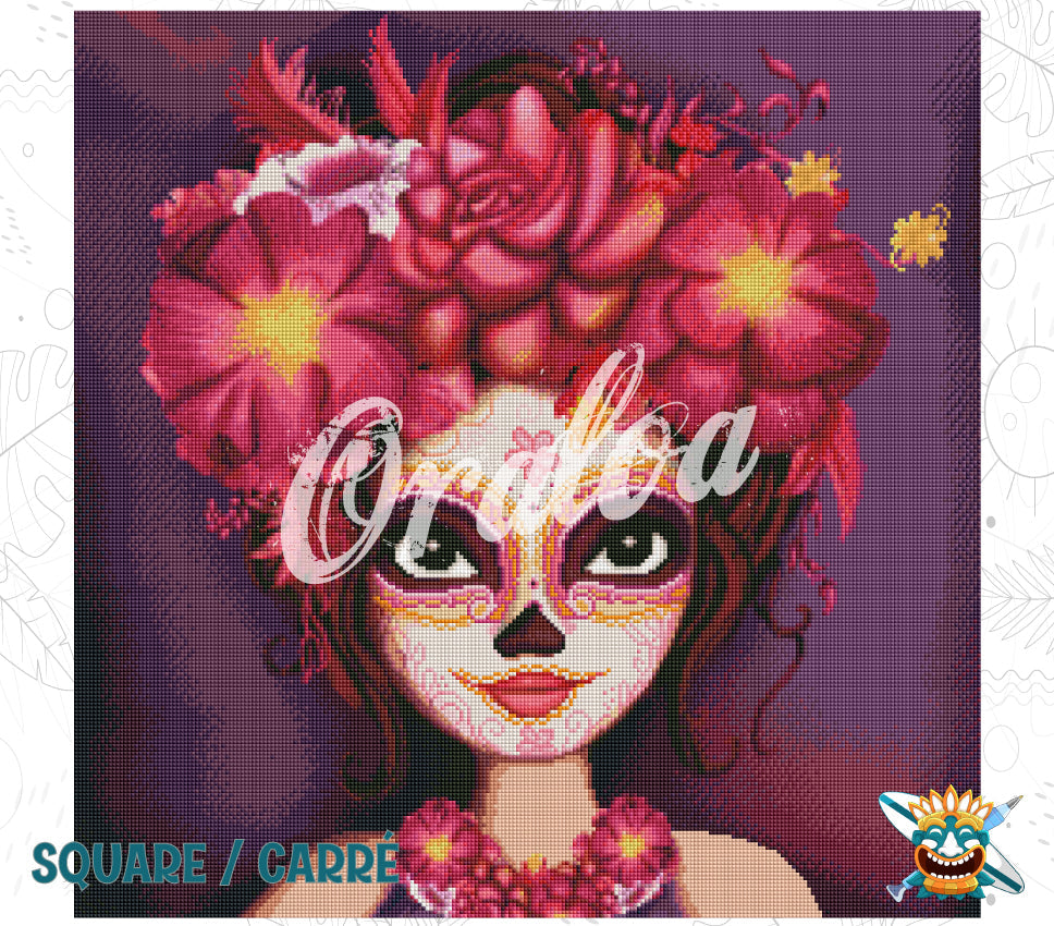 Detail Diamond Painting Mexikanerin Oraloa - Diamantstickerei