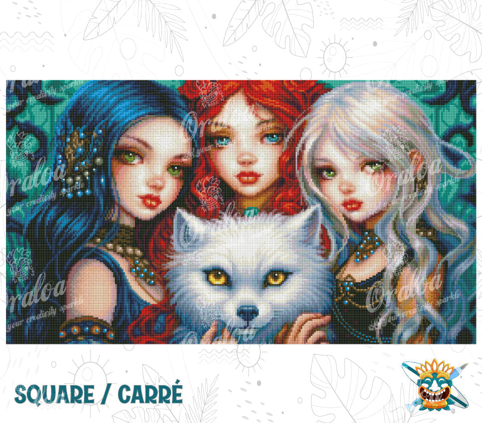 Detail Diamond Painting Moon Wolf Oraloa - Diamantstickerei