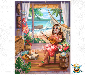 Oraloa Diamond Painting Oraloa Beach Instant - Diamantstickerei-Kit Kunsttherapie
