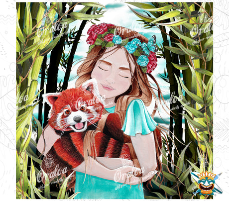 Diamantstickerei Das Mädchen und der Rote Panda - Oraloa Diamond Painting kreativ
