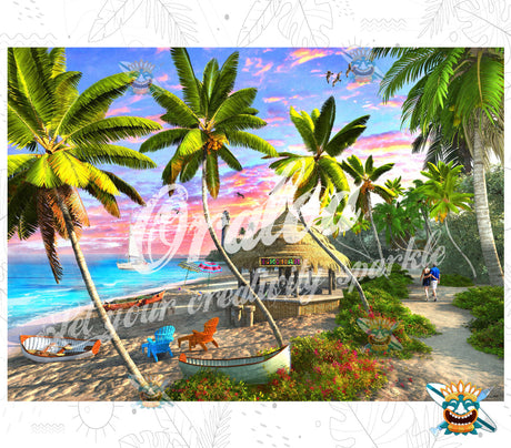 Oraloa Paradise Sunset Walk - Diamond Painting vollständiges Art-Therapie-Set