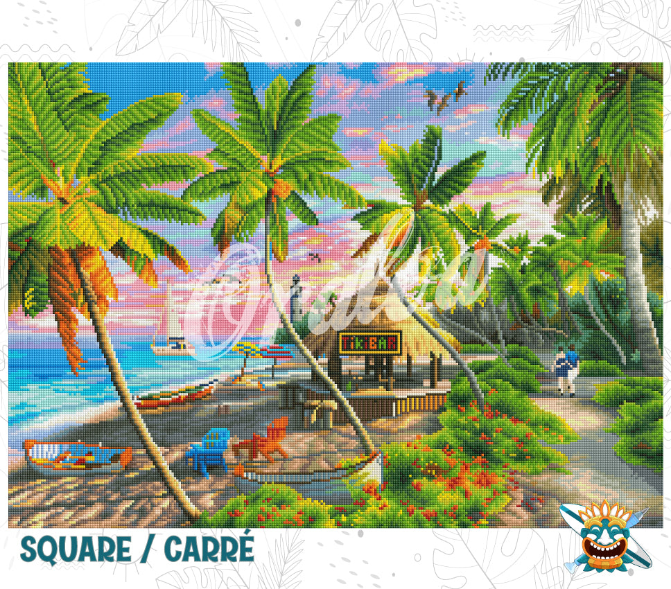Detail Diamond Painting Paradise Sunset Walk Oraloa - Diamantstickerei