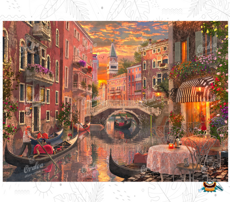 Oraloa Diamond Painting Venedig Abend Sonnenuntergang - Diamantstickerei-Kit Kunsttherapie