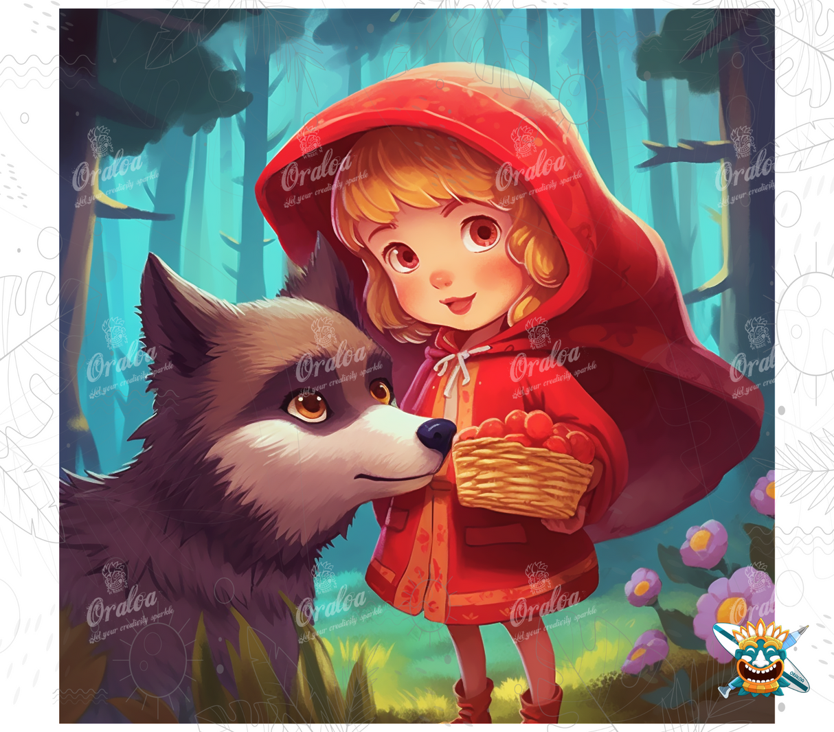Kit Diamond Painting Oraloa Red and Her Wolf - Entspannende Diamantstickerei