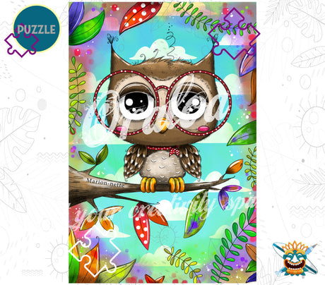 Puzzle 48 piezas: Vieja Lechuza Oraloa - Diamond Painting bordado de diamantes relajante
