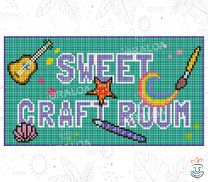 Oraloa Diamond Painting Schild Eingang Sweet Craft Room Diamond Painting - Diamantstickerei-Set Kunsttherapie