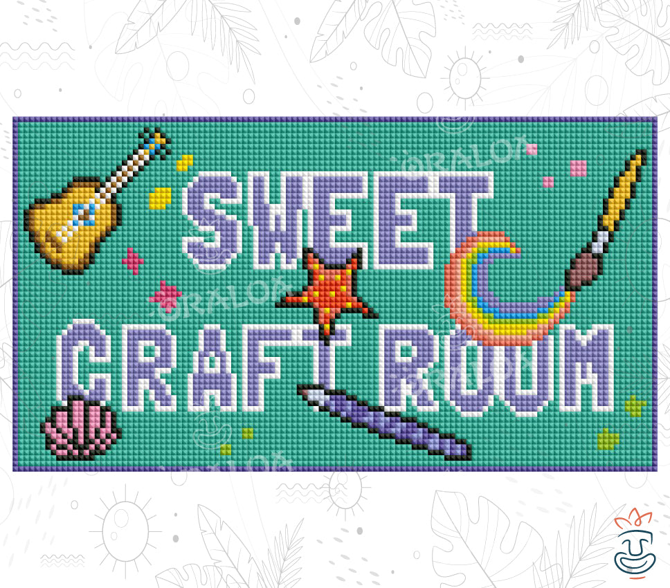 Oraloa Diamond Painting Schild Eingang Sweet Craft Room Diamond Painting - Diamantstickerei-Set Kunsttherapie