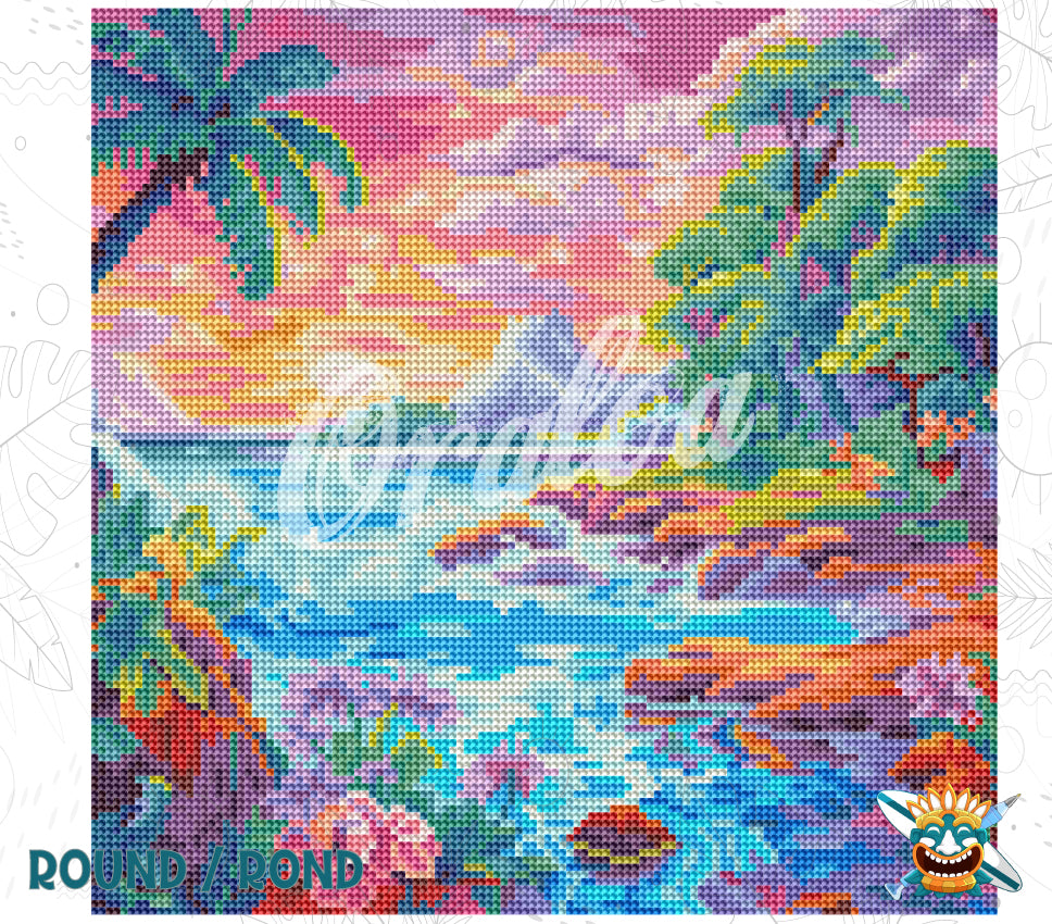 Ergebnis Diamond Painting Tropical Beach - Oraloa Kunsttherapie