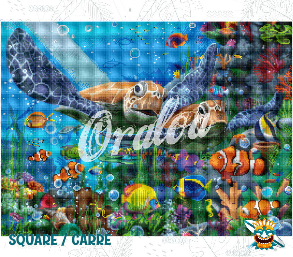 Detail Diamond Painting Turtles of the Deep Oraloa - Diamantstickerei