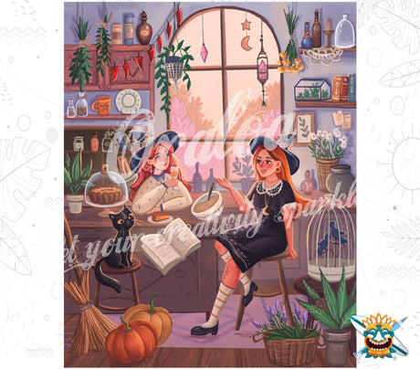 Kit Diamond Painting Oraloa Two Witches - Entspannende Diamantstickerei